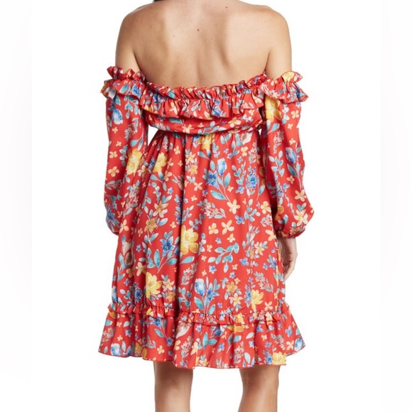 NWT Area Stars Red Sia Floral Print Dress Size Small - Picture 4 of 15